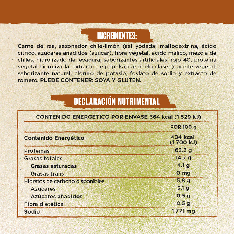 Chips de Res Chile Limón SNACK'IN FOR YOU 90 g