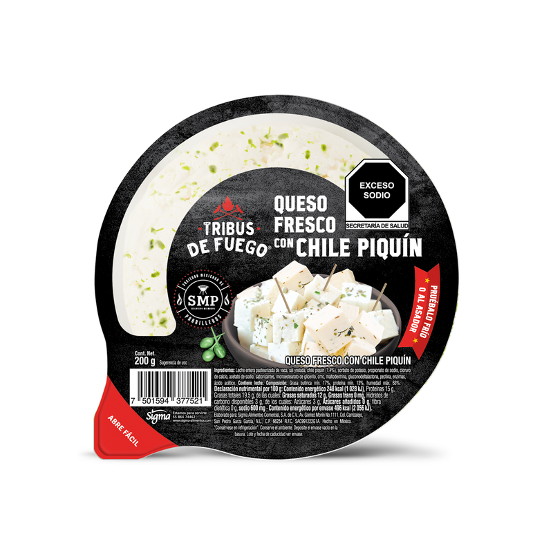 Queso Fresco con chile piquín Tribus de Fuego 200 g