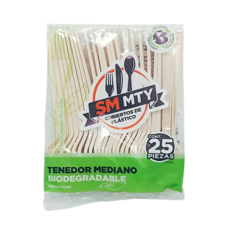 Tenedor Grande Vida O Biodegradable 25 piezas